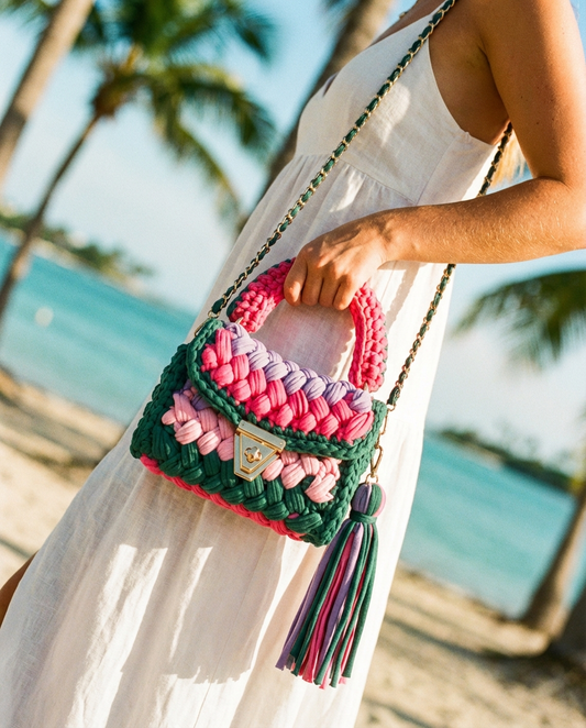 Colorblock Tassel Crossbody Bag