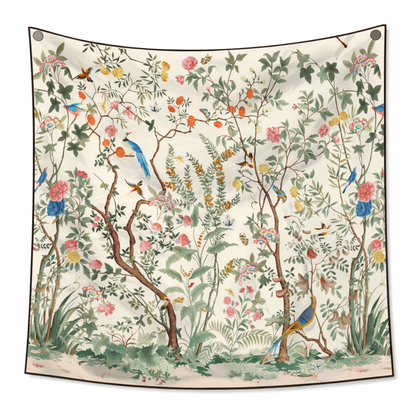 Chinoiserie Botanical Garden Silk Scarf