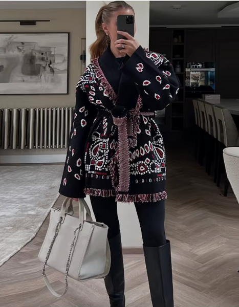 The Bandana Fringe Wrap Cardigan (Colors)