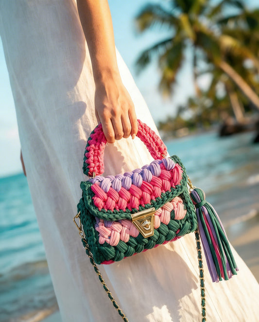 Colorblock Tassel Crossbody Bag