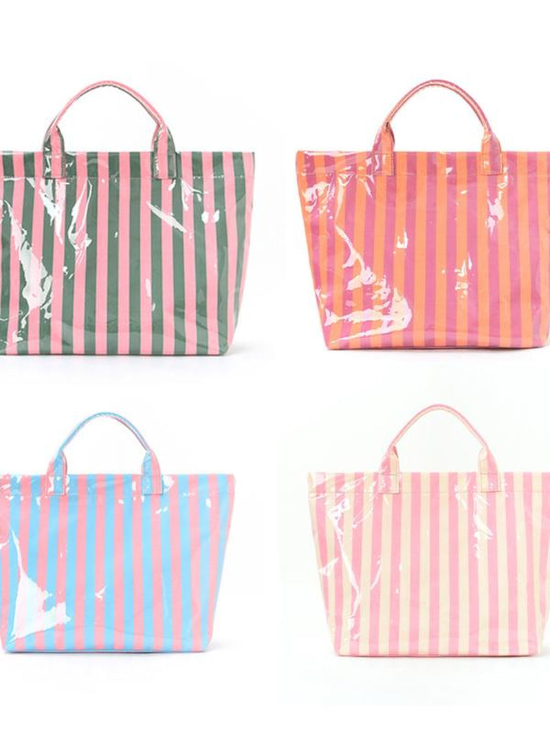 Pastel Striped Coated Tote Bag 