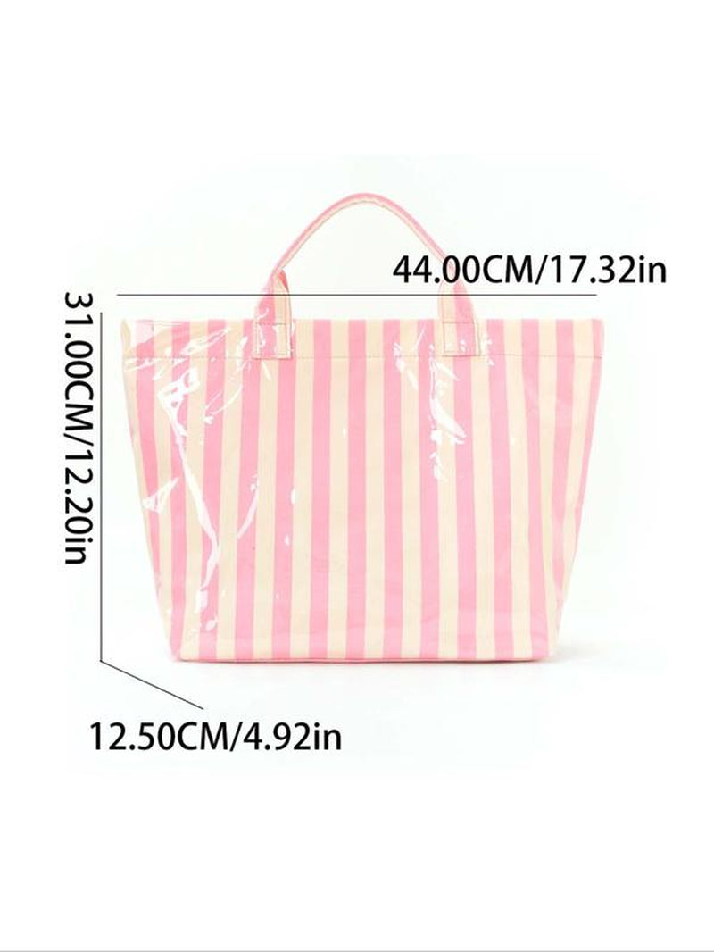 Pastel Striped Coated Tote Bag 