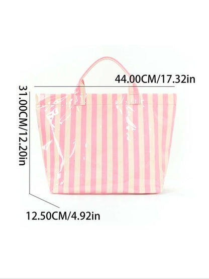 Pastel Striped Coated Tote Bag 