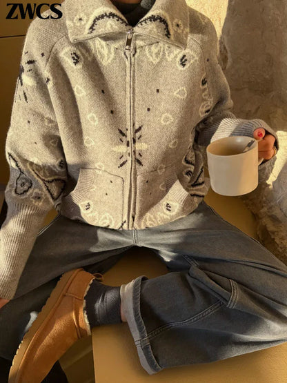 Bandana Zip Knit Jacket 