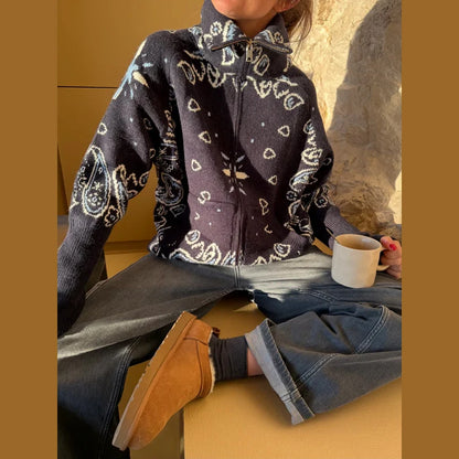 Bandana Zip Knit Jacket 